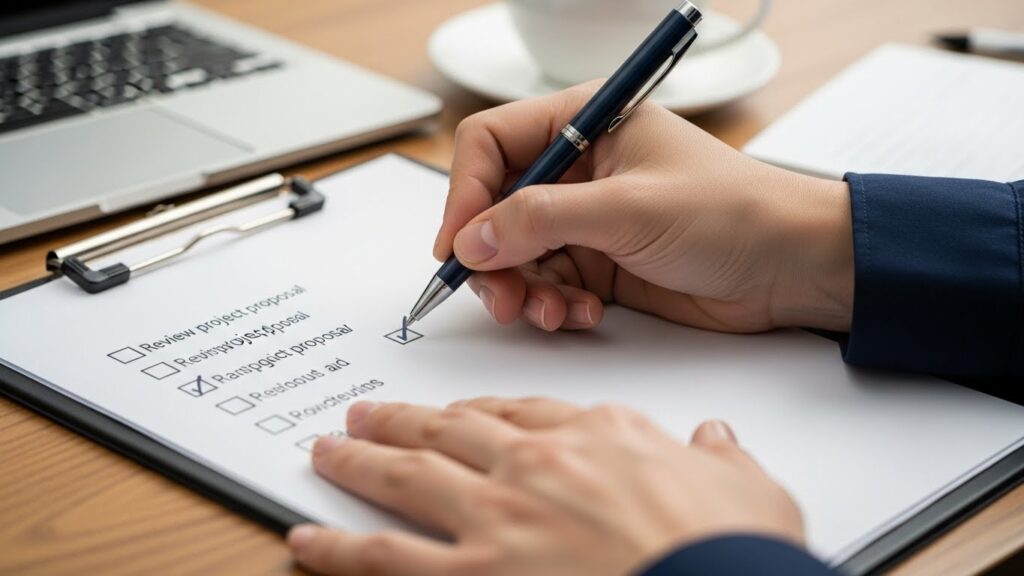 チェックリストを入れている様子