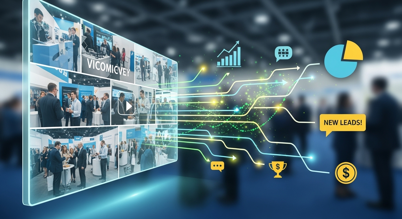 展示会の動画で成果が出ているイメージ