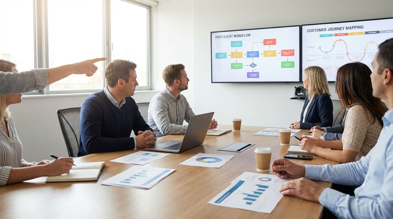 展示会に関する会議をしている様子