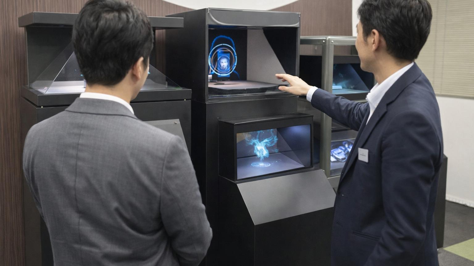 ショールームでデジタルコンテンツを見学している様子