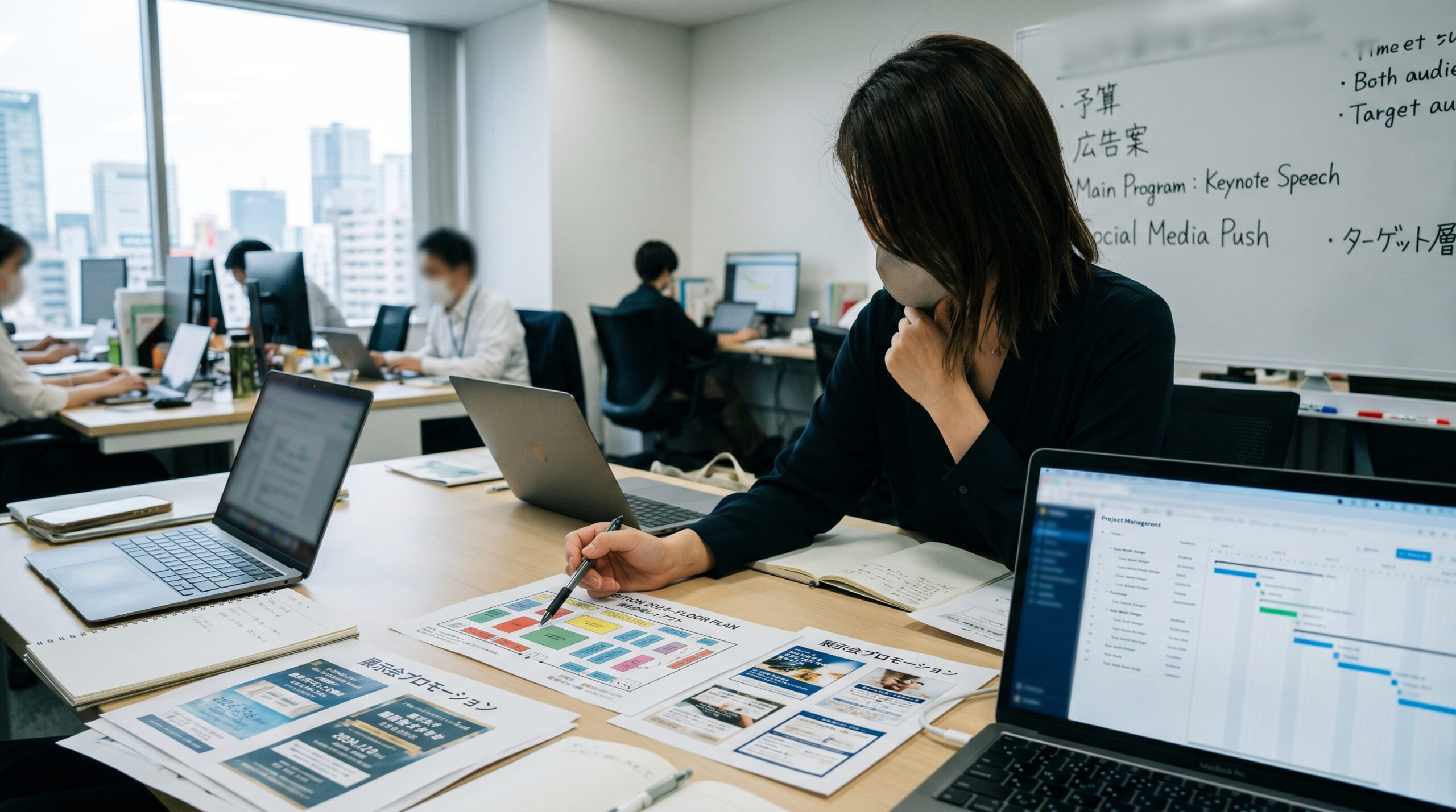 展示会の効果を3つのステージで整理する図