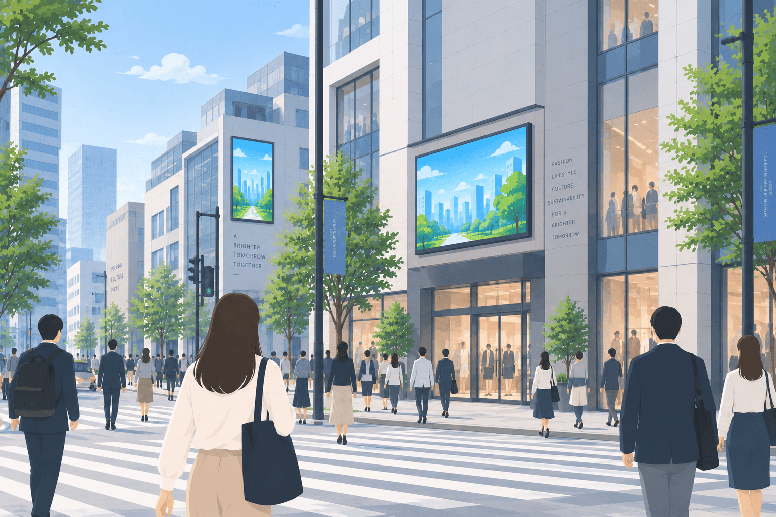 街中に設置された屋外大型ビジョン